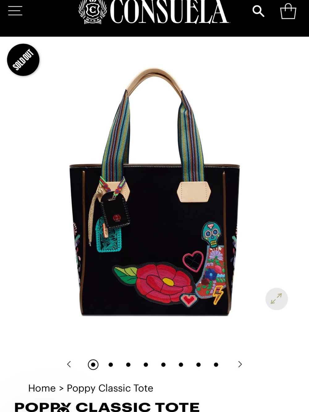 Consuela Black Poppy Classic Tote with Multicolor Accents